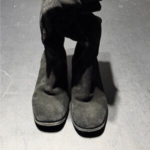 Girls Size 3 Steve Madden Black Suede Knee High Slouch Boots